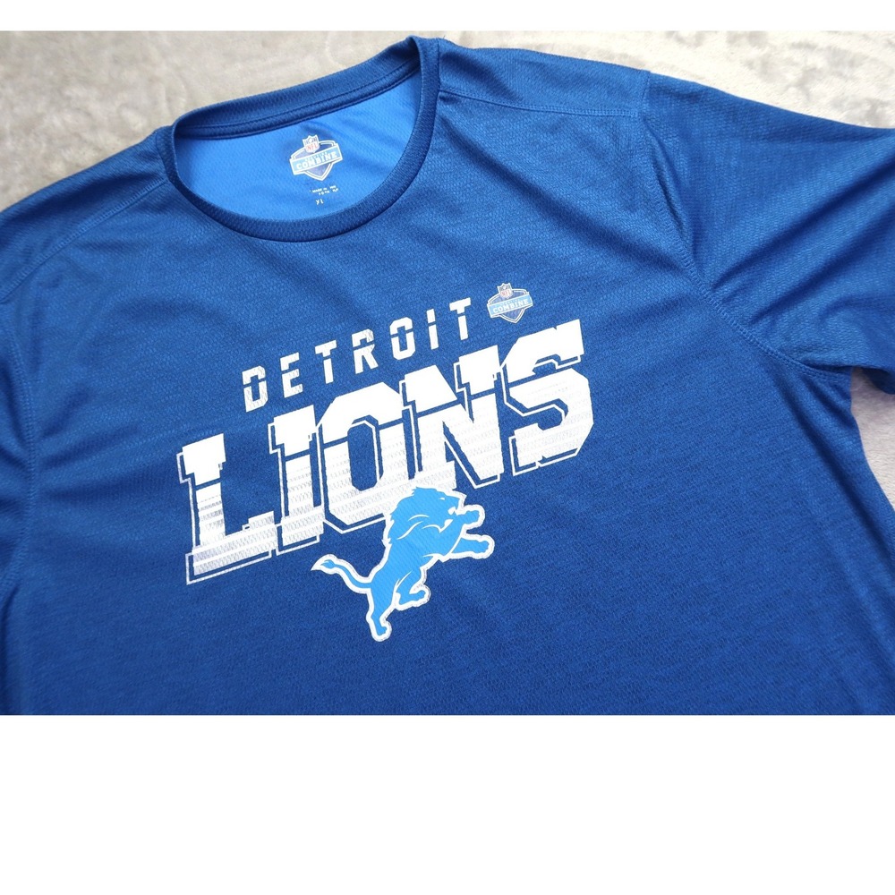 NFL Scouting Combine Detroit Lions Men's XL Blue Performance Graphic‎ T Shirt